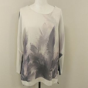 Tunic in sheer light fabric Feather print purple